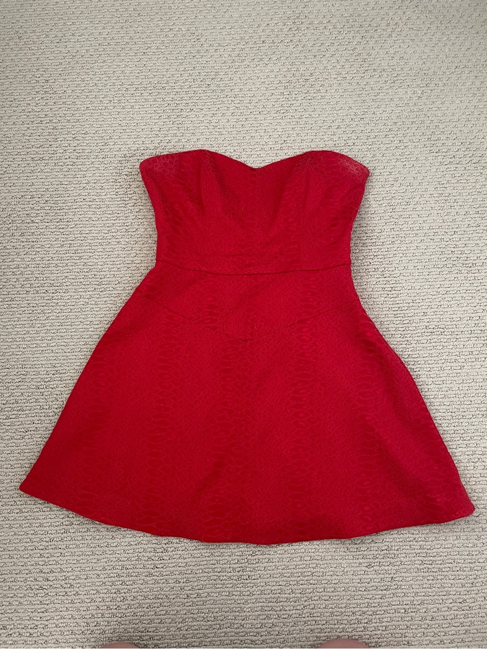 bebe Strapless Scarlet Fit-and-Flare Dress
